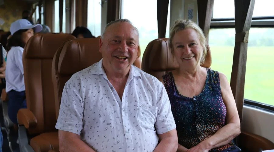 Our lovely travelers in the Heritage Train from Da Nang to Hue