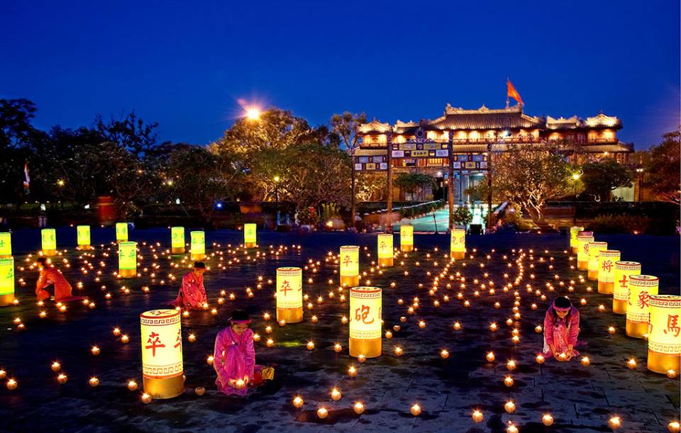 Beautiful Hue Imperial City at night